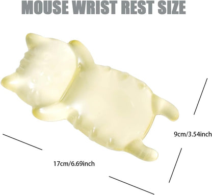 Ergonomic Gel Mouse Wrist Rest – Clear Cute Cat Mouse Wrist Rest, Comfort & Support for Typing and Gaming (Pink)