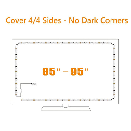 USB TV Backlight LED Strip Lights Kit for 24 to 60 inches Smart TV Sony LG Monitor, HDTV Wall Mount Stand Work Space Gaming Room Decor, LED Bias Ambient Mood Lighting