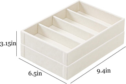 Byken 2 Pcs Sunglasses Organizer,4 Grid Eyeglass Jewelry Storage Tray for Drawer,Beige White