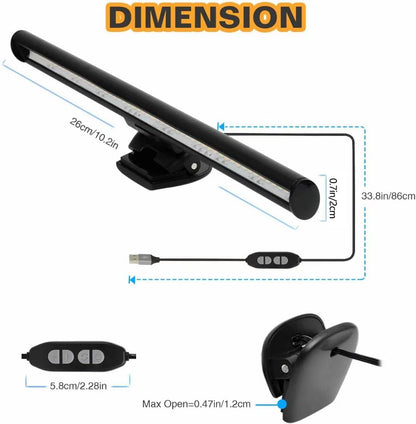 CATPOWER Portable Laptop Monitor Light Bar with USB Connection, e-Reading LED Task Lamp, 3 Color Temperature Settings, 10 Levels of Brightness Adjustment, No Glare on the Screen, Saves Space