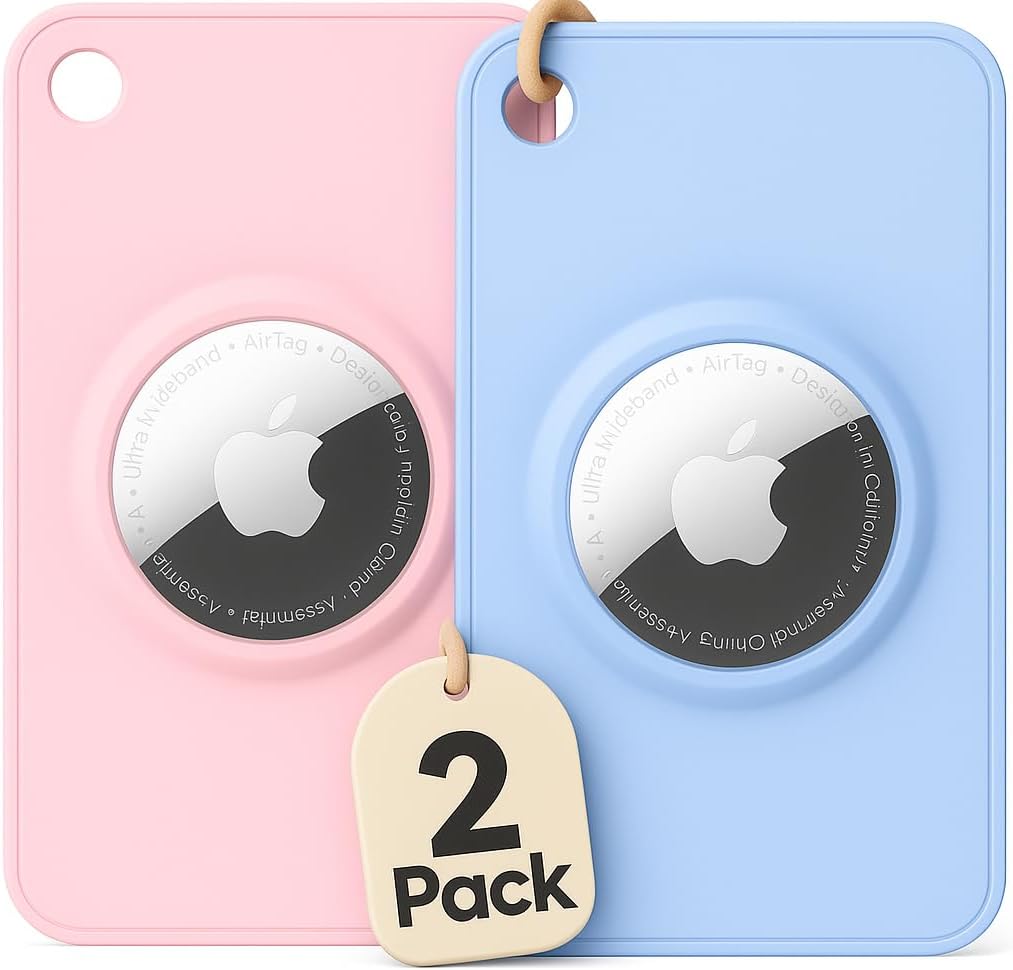 EVEO™ Apple AirTag Wallet Holder – (2 Pack) Ultra Thin Wallet AirTag Card Holder for Apple Tag | Secure Fit Air Tag Card for Carry – AirTag Cardholder *Apple AirTag Not Included– (Green & Purple)