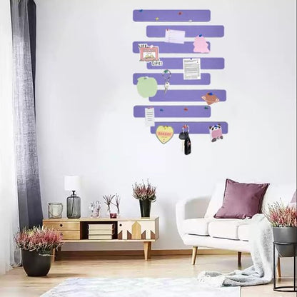 Vuzvuv 8 pcs Bulletin Board Bar Strips with 50 Pushpins & 10 Wooden Clip pins，Self Adhesive Cork Board for Wall，Felt Pin Board for School，Office Decor（Black White Grey）