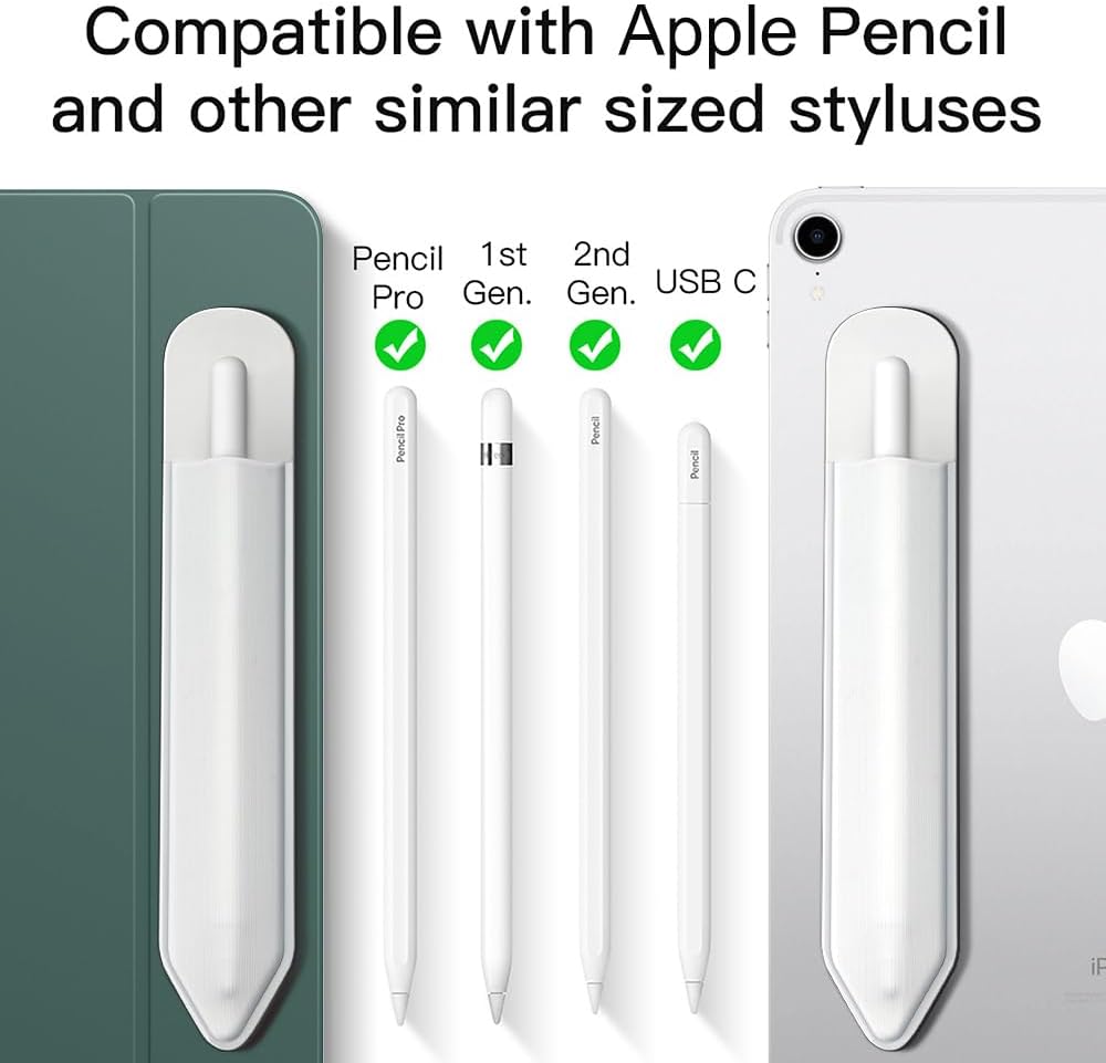 MoKo Pencil Holder Sticker Fit Apple Pencil Pro, Apple Pencil (USB-C), iPencil 1st/2nd Generation, Elastic Pencil Pocket Pouch Adhesive Sleeve Attached to iPad Case for Stylus Pens,Black