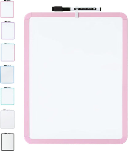 Mr. Pen- Dry Erase Board, 14” x 11” with a Black Dry Erase Marker, White Frame, Small Mini White Board for Students, Fridge, Wall, Locker, Includes Double Sided Tapes