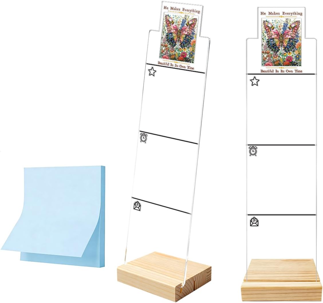 Monitor Memo Board Computer Monitor Memo Board Sticky Note Organizer Kidney Acrylic Desk Accessories Removable Wooden Base Set Sticky Notes 100 Sheets 11.8×3.1 inches
