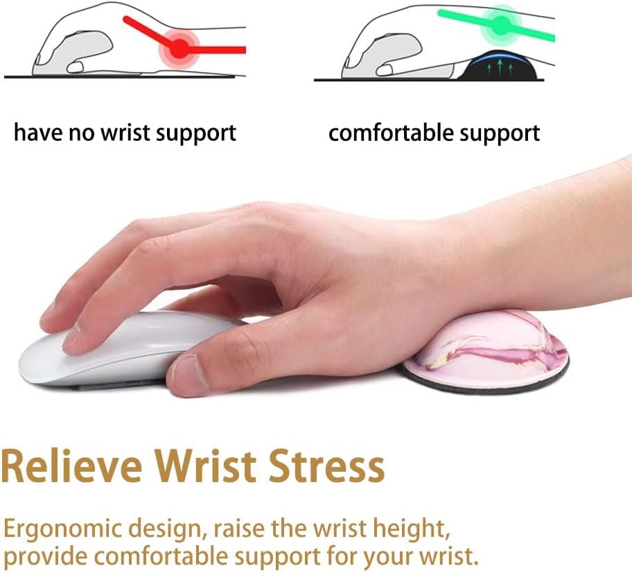 MXCOIRTP Wrist Rest for Mouse, Ergonomic Memory Foam Wrist Cushion Support Pad, Mouse Wrist Pad with Non-Slip Base for Typing Pain Relief, Office, Home, Gaming, Computer, Black