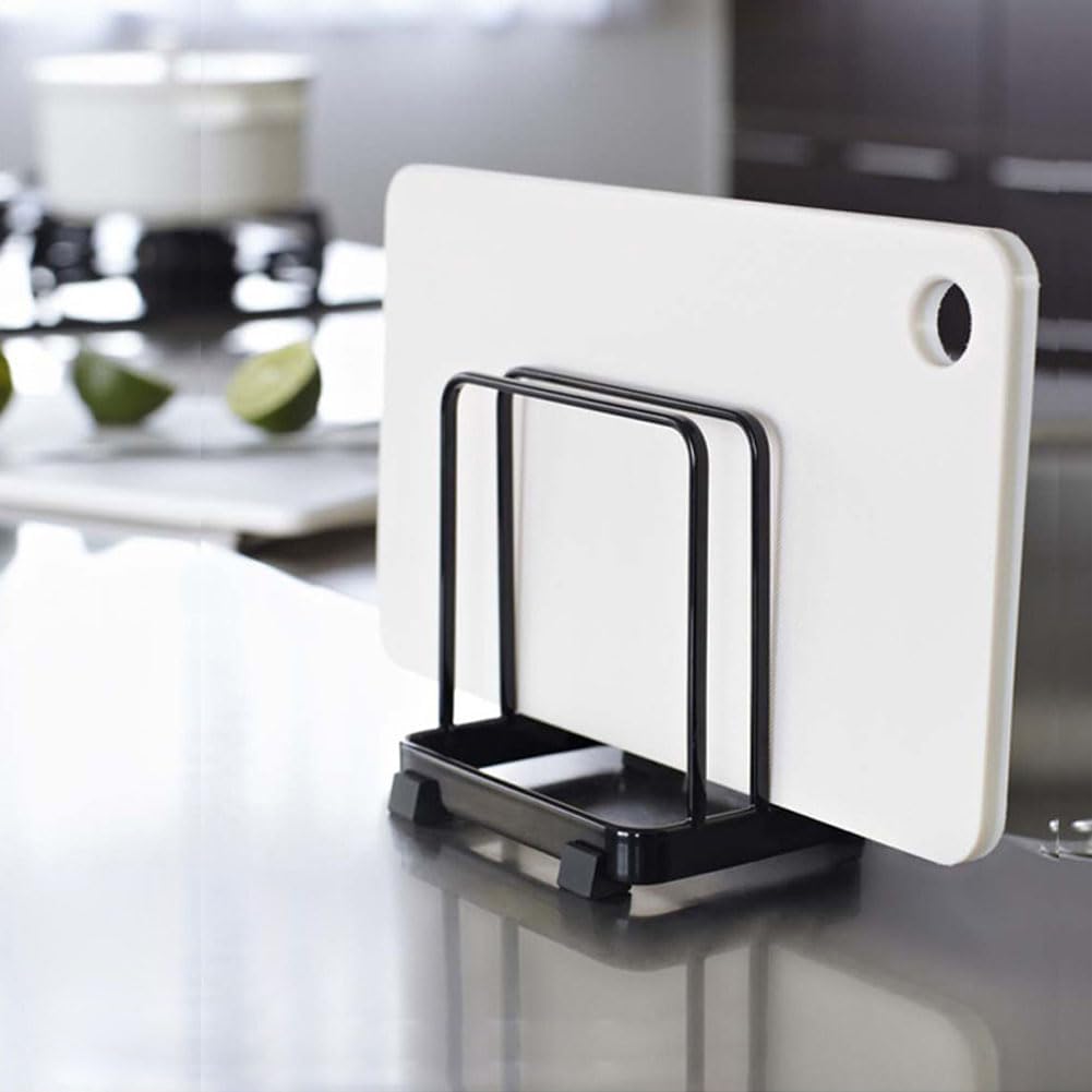 Cutting Board Organizer, Cutting Board Holder Rack, Baking Cookie Pan Sheets for Cabinet Storage or Kitchen Counter (Black)