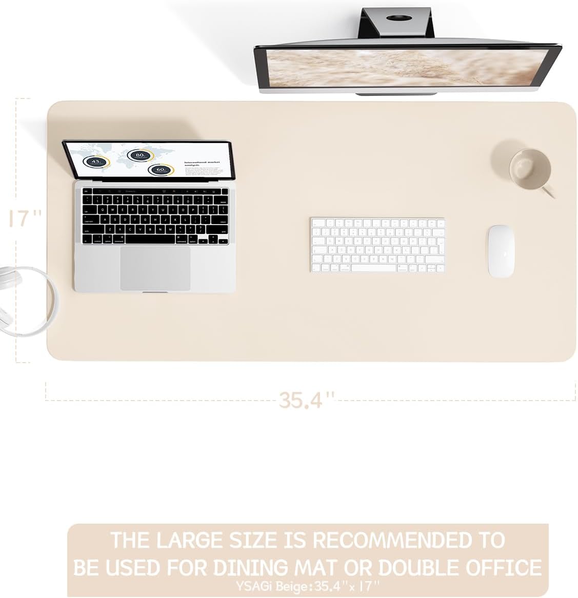 YSAGi Non-Slip Leather Desk Pad, Waterproof Laptop Computer Desk Keyboard Mat, Table Protector Blotter Mat, Large Mouse Pad for Office/Work/Home/Decor(Black, 31.5" x 15.7")