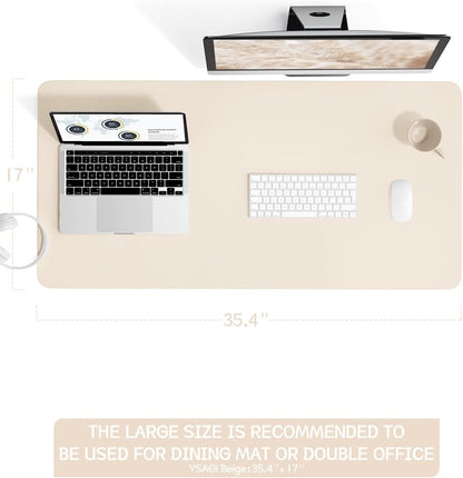 YSAGi Non-Slip Leather Desk Pad, Waterproof Laptop Computer Desk Keyboard Mat, Table Protector Blotter Mat, Large Mouse Pad for Office/Work/Home/Decor(Black, 31.5" x 15.7")