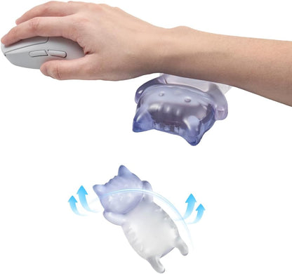 Ergonomic Gel Mouse Wrist Rest – Clear Cute Cat Mouse Wrist Rest, Comfort & Support for Typing and Gaming (Pink)