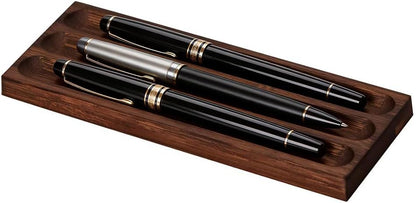 Pen holder Organizer of Office desks, Walnut Desk Pen Stand,Wave Pen Tray Accessory,Suitable for School,Home,Desktop Office Art Accessories(Walnut, 3 Grid).