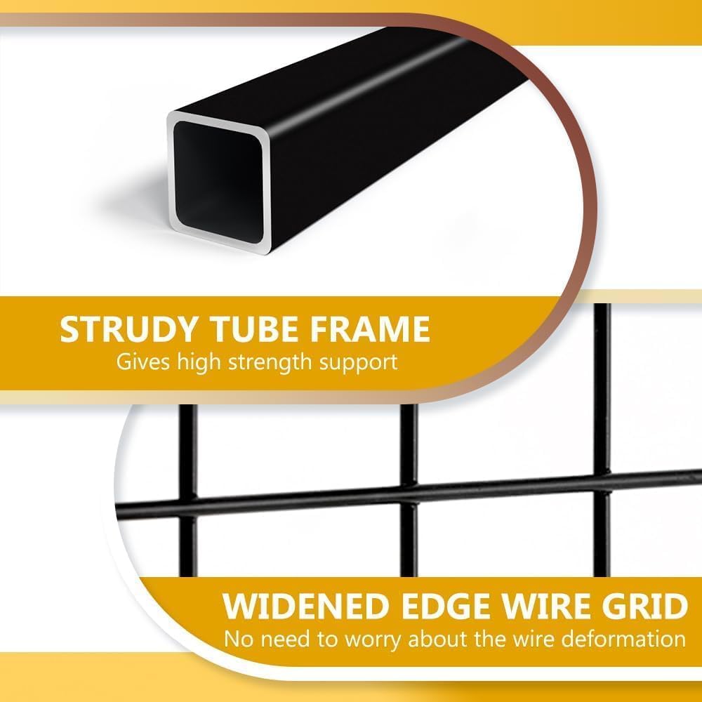 3 Packs 1.8' x 5.7' Grid Wall Panels Standing Wire Grid, Display Rack with T-Base Wheels Freestanding Gridwall Panel Tower for Shows, Black