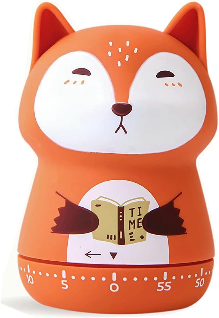 Mechanical Kitchen Timer - Cute Animal Wind Up 60 Minutes Manual Countdown Timer for Kids, Classroom, Home, Study and Cooking - Grey Raccoon