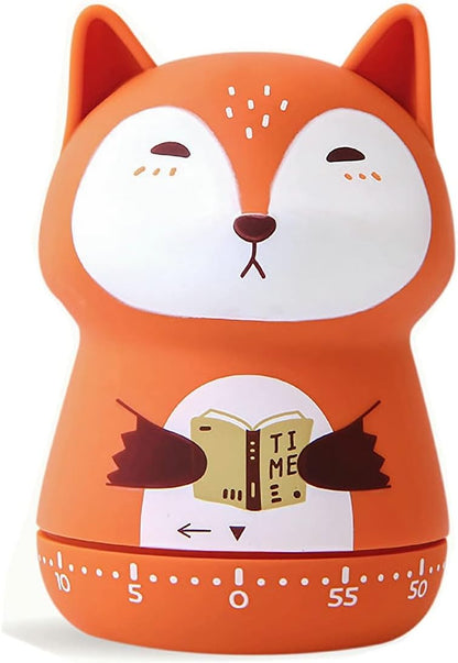 Mechanical Kitchen Timer - Cute Animal Wind Up 60 Minutes Manual Countdown Timer for Kids, Classroom, Home, Study and Cooking - Grey Raccoon