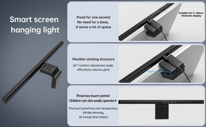 Monitor Light Bar with RGB Backlight, Computer LED Screen Lamp for Eye Caring, USB Powered Dual Light Source with Touch Control Timed Computer Monitor Desk Lamp for Game Office Home