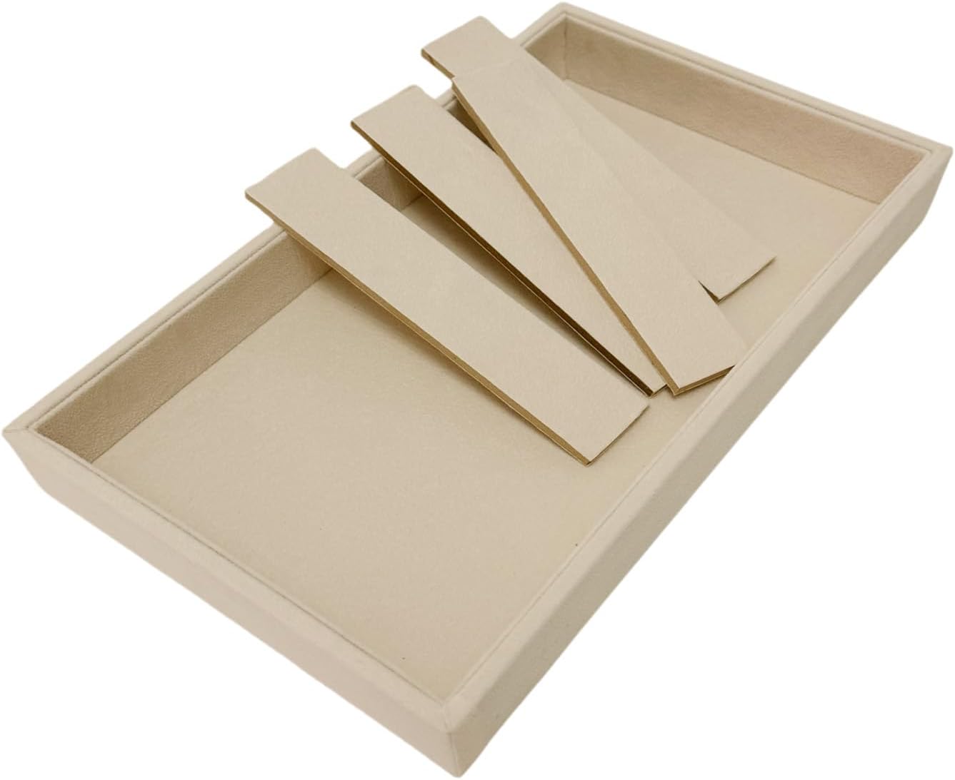 AgentMoon Velvet Eyeglasses Organizer Jewelry Tray. 5-slot Adjustable Eyeglasses Storage Tray, Thickened Frame,Sunglasses Organizer,Stackable AntiStatic. Beige,11.8 oz.