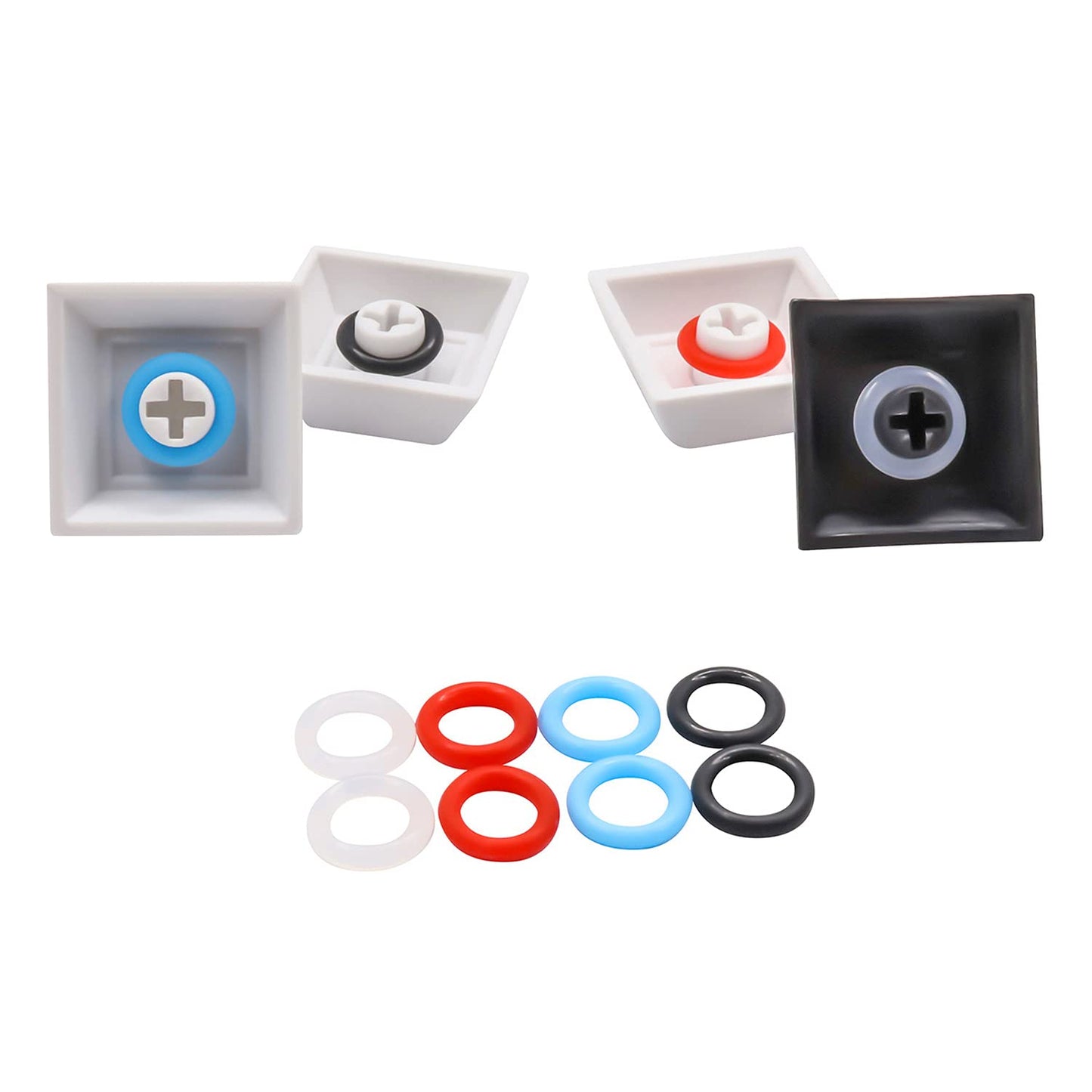 120Pcs Clear Rubber O-Ring Keyboard, O-Rings Keycaps, Switch Dampeners Keycap, for Cherry MX Key Switch Keyboards Dampers,White
