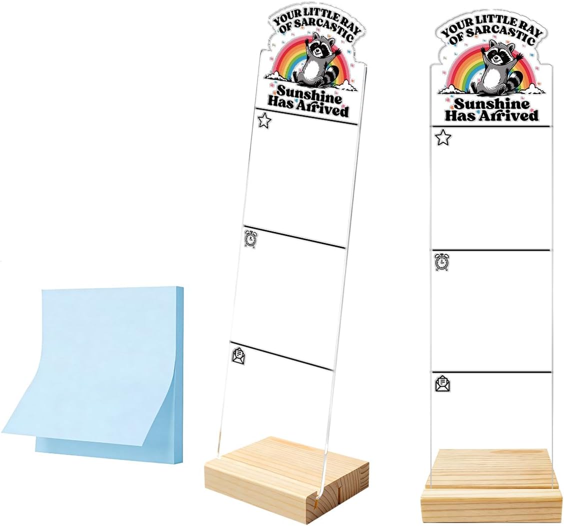 Monitor Memo Board Computer Monitor Memo Board Sticky Note Organizer Hold On Partner Im Overstimulated Sign Acrylic Desk Accessories Removable Wooden Base Set Sticky Notes 100 Sheets 11.8×3.1 inches