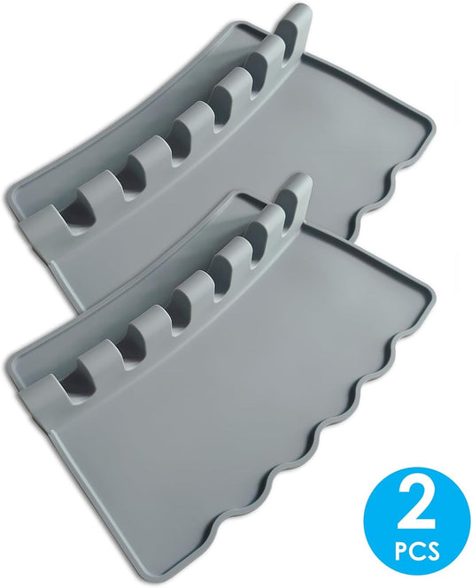 2 Pack Silicone Paint Brush Holders, Large Paint Brush Rest with 6 Slots, Suitable for Watercolor, Oil, Acrylic Painting Brushes (Grey)