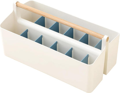 Vidifor Art Supply Organizers Caddy with Handle, Desk, Makeup Caddy and Tote (White+Pink, Large)