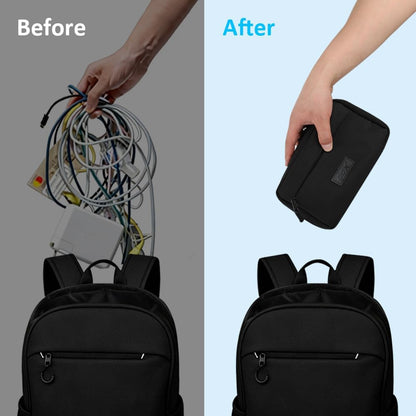 GOX Cable Organizer Travel Bag, Water Resistant Electronic Accessories Case, All-in-One Tech Storage Pouch for Chargers, Cords, Batteries,Phone, Hard Drive & Power Bank, Black