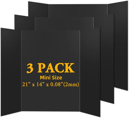 AKONEGE 3Pcs Small Trifold Poster Board, 21 x 14 inches White Tri Fold Poster Boards Corrugated Presentation Board Science Fair Display Boards for School Fun Projects, Exhibitions and Business
