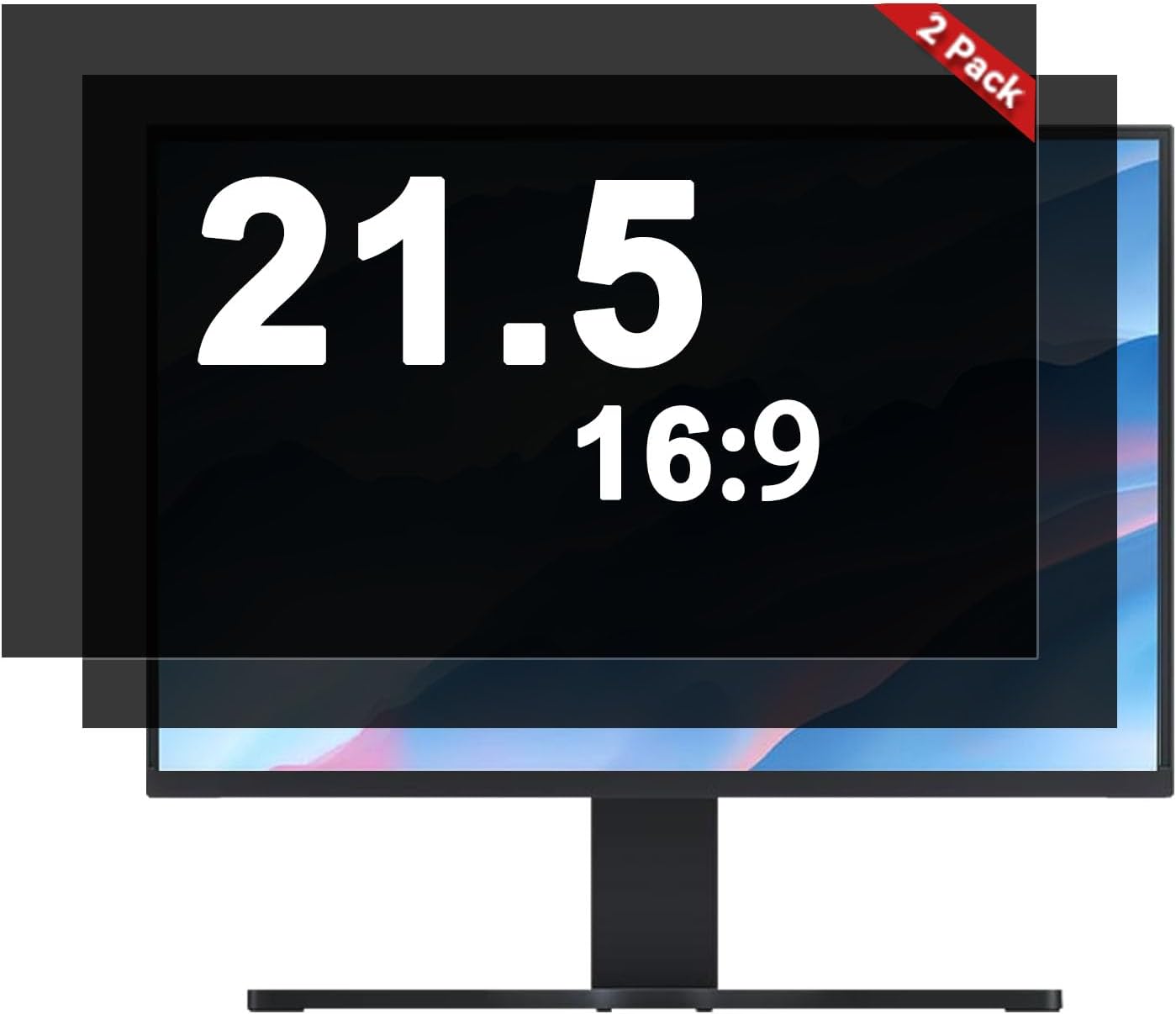 [2-Pack] 24 Inch Computer Privacy Screen Filter (16:9 Aspect Ratio) - Removable, Anti Glare & Blue Light Blocking, Compatible with HP Dell ASUS Acer Samsung Monitors