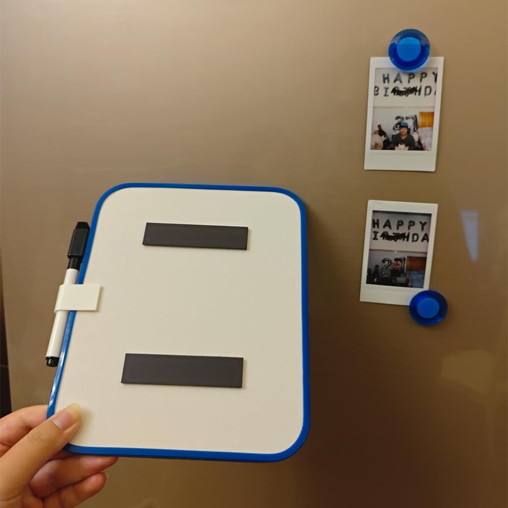 Small Dry Erase Board，Fridge Whiteboard，6" X 8" with Dry Erase Markers Magnetic and 2 Magnets，Mini Whiteboard for Office Door，School Lockers（White）