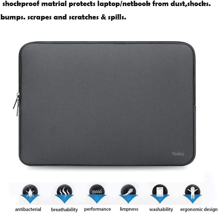 Naukay Laptop Sleeve Case, 15.6 Inch,Resistant Neoprene Notebook Computer Pocket Case/Tablet Briefcase Carrying Bag Compatible Asus/Dell/Fujitsu/HP/Sony/Toshiba/Acer- (Black)