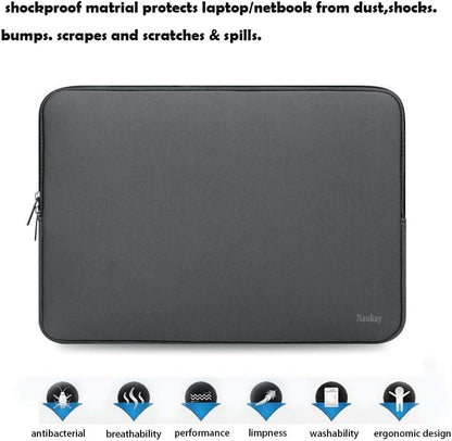 Naukay Laptop Sleeve Case, 15.6 Inch,Resistant Neoprene Notebook Computer Pocket Case/Tablet Briefcase Carrying Bag Compatible Asus/Dell/Fujitsu/HP/Sony/Toshiba/Acer- (Black)