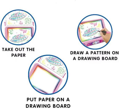 Magic LED Drawing Board for Kids, Light-Up Tracing Pad with 3 Double-Sided Cards & 4 Washable Markers, Glow Doodle Arts & Crafts Toy for Ages 3+