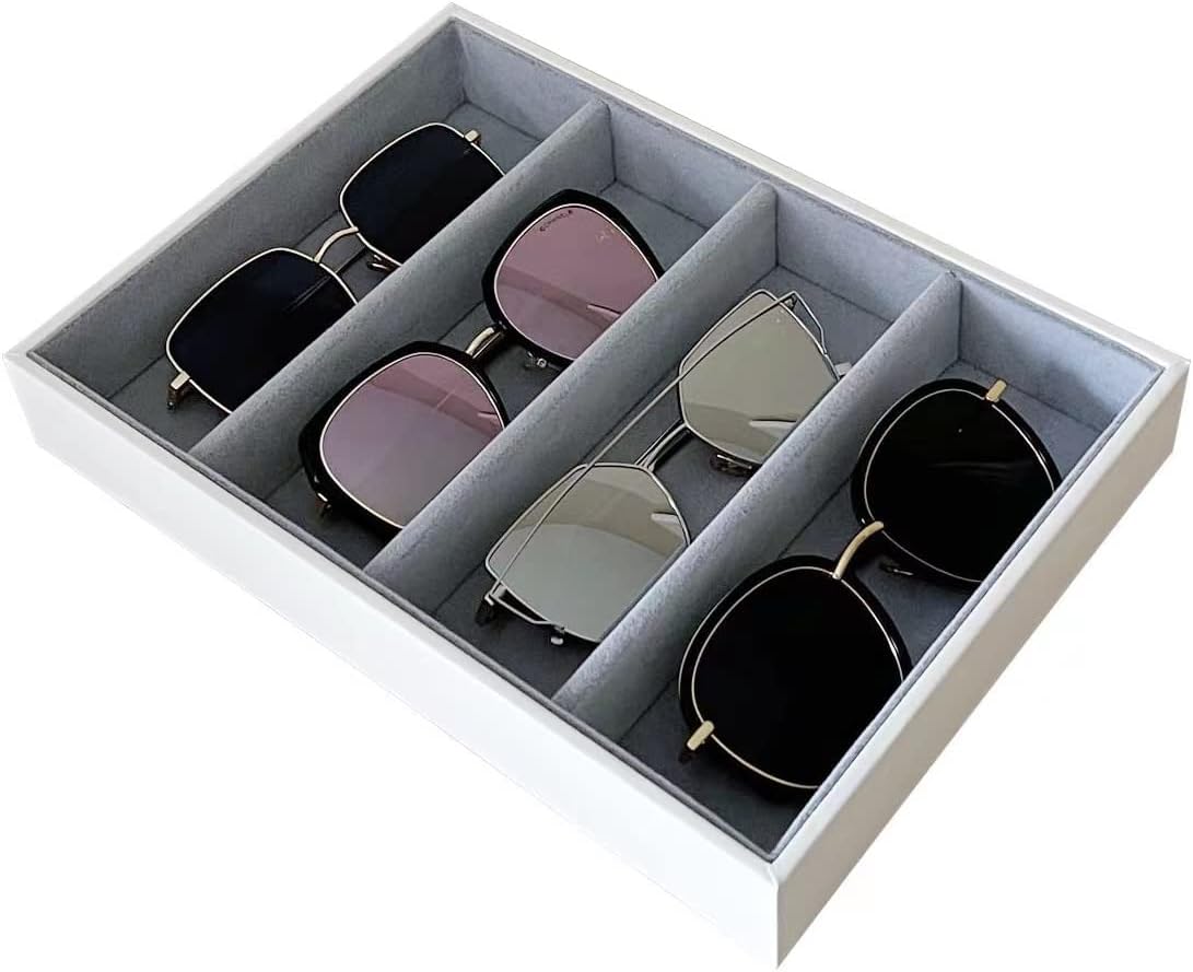 Premium Quality Sunglasses Tray Organizer Display PU Leather Exterior Soft Velvet Liner