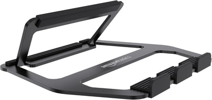 Amazon Basics Aluminum Portable Foldable Laptop Stand with Ventilated Cooling, Anti-Slip Design, Travel-Friendly, for Laptops up to 13", Black