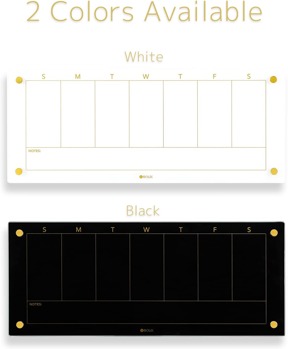Glass Golden Weekly Dry Erase Calendar & Menu Whiteboard for Wall, Meal Planning & Grocery Shopping List White Board for Kitchen, 15x11, 7 Days Planner for Home, 4 Wet Erase Markers Included, Yeoux*