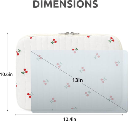 Puffy Laptop Sleeve 13 Inch Cute Quilted Laptop Protective Case Padded Floral Computer Sleeve for MacBook (A-Blue, 13 Inch)