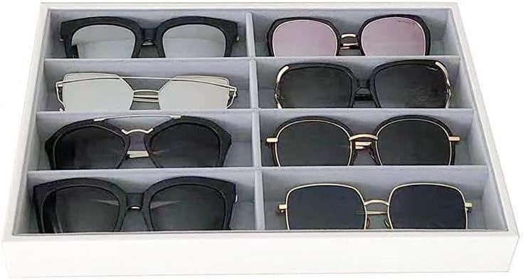 Premium Quality Sunglasses Tray Organizer Display PU Leather Exterior Soft Velvet Liner