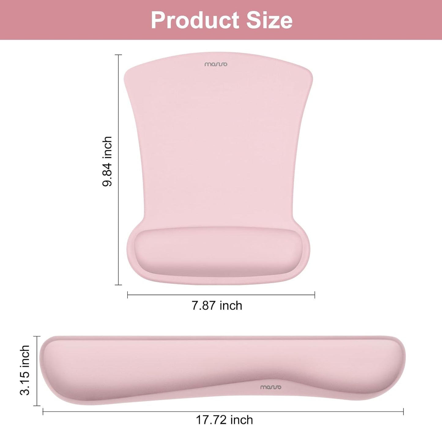 MOSISO Wrist Rest Support for Mouse Pad & Keyboard Set, Ergonomic Mousepad Non-Slip Base Home/Office Pain Relief & Easy Typing Cushion with Neoprene Cloth & Raised Memory Foam, Black