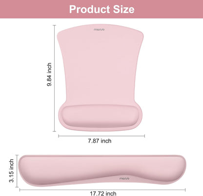MOSISO Wrist Rest Support for Mouse Pad & Keyboard Set, Ergonomic Mousepad Non-Slip Base Home/Office Pain Relief & Easy Typing Cushion with Neoprene Cloth & Raised Memory Foam, Black