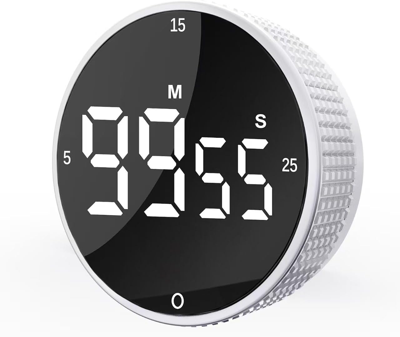 Upgrade Digital Kitchen Timer - Magnetic Countdown Countup Visual Pomodoro Timer with Large LED Display, 3-Preset Times (5, 15, 25), 3 Volume Levels, Ideal for Cooking, Baking and Fitness (1, Tarnish)