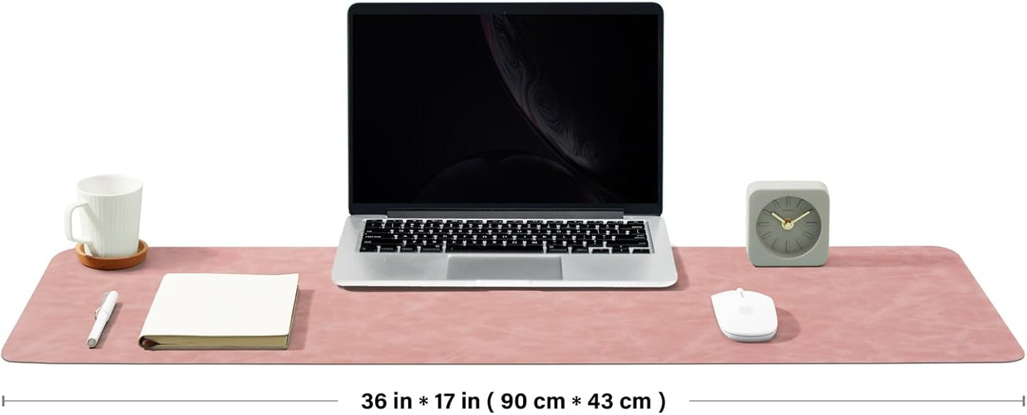Distressed Leather Desk Mat - Non-Slip PU Desk Pad for Office and Home - Desk Organization and Accessories - Ideal for Large Mouse Pad and Desk Mats on Top of Desks(Tan,36"x 17")