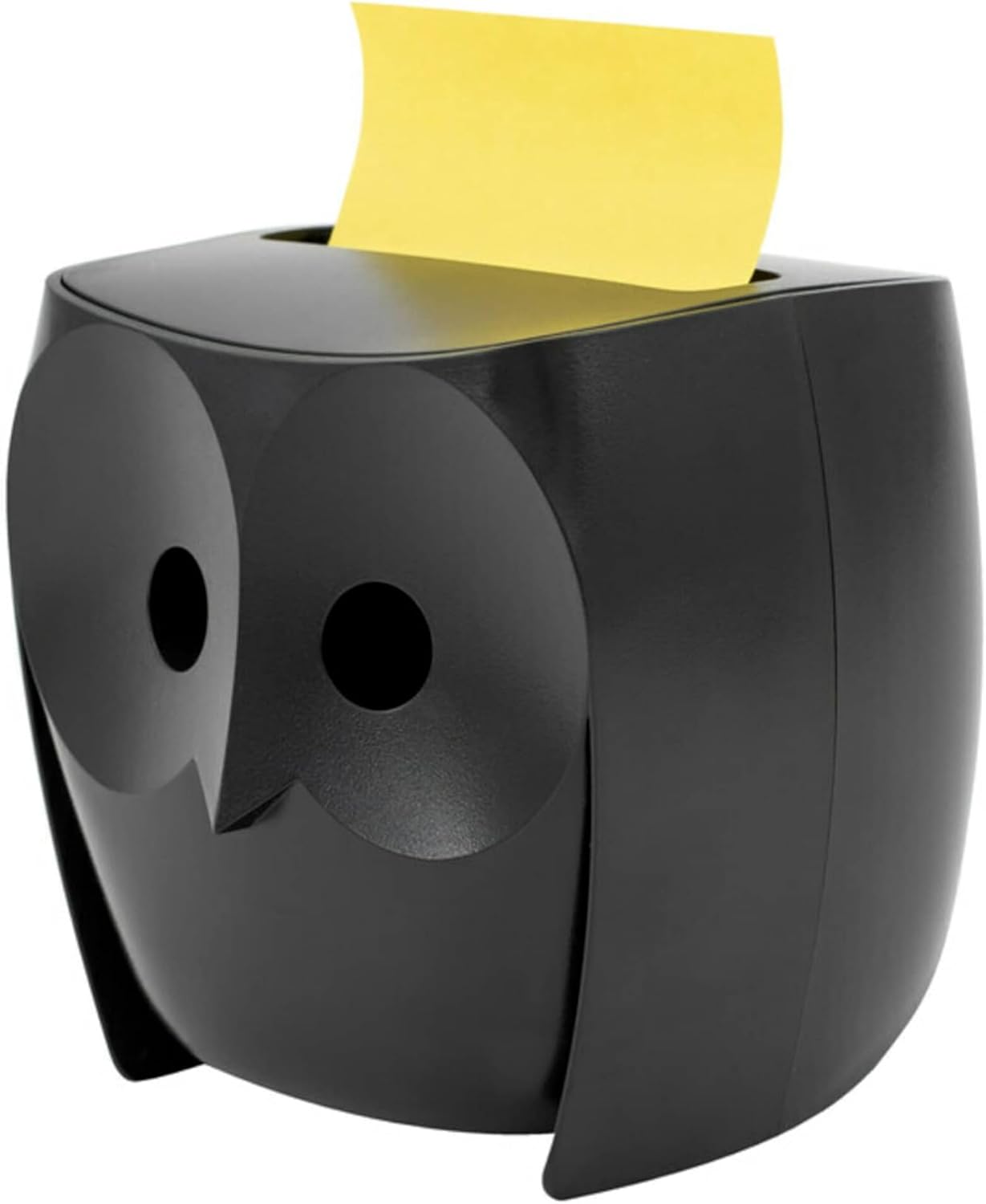 Post-it Note Dispenser, Sticky Note Holder, Black Owl Design, Includes 45 Sheets of 3 in x 3 in Citron Yellow Pop-Up Notes, Classroom or Office Supplies
