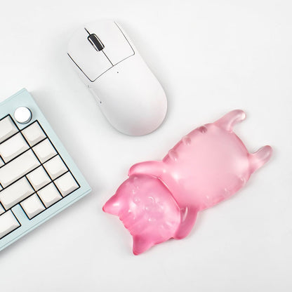Ergonomic Gel Mouse Wrist Rest – Clear Cute Cat Mouse Wrist Rest, Comfort & Support for Typing and Gaming (Pink)