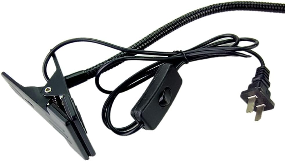 QUANS 5W 3 Colors LED COB Clip on Light Black 19.68 INCH 50 CM Tube Desk Flexible Table Bed Lamp Work Home Design Lighting 110V 220V 85-265VAC with US Plug Switch on Off 500LM (Black)