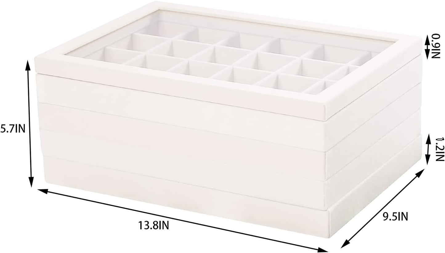 Coward Sunglass Organizer, Beige Velvet Glasses Trays - Eyeglasses Watches Jewelry Display - Men Women (8 Grids)