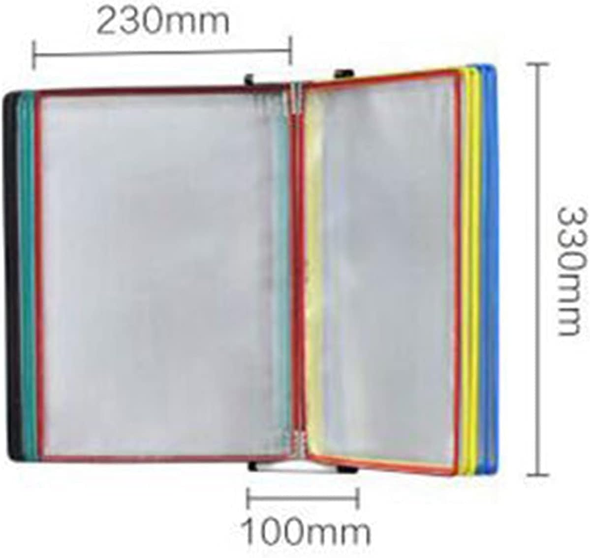 Wall Mount Reference Organizer - Catalog Display Rack, 5 Double-Sided Panels Wall-Mounted File Holder, A4 Folder Poster Flip Book Display, PVC+Metal Transparent Page Disp(Blue)