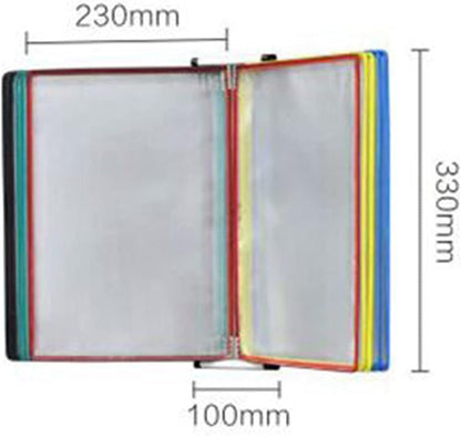 Wall Mount Reference Organizer - Catalog Display Rack, 5 Double-Sided Panels Wall-Mounted File Holder, A4 Folder Poster Flip Book Display, PVC+Metal Transparent Page Disp(Blue)
