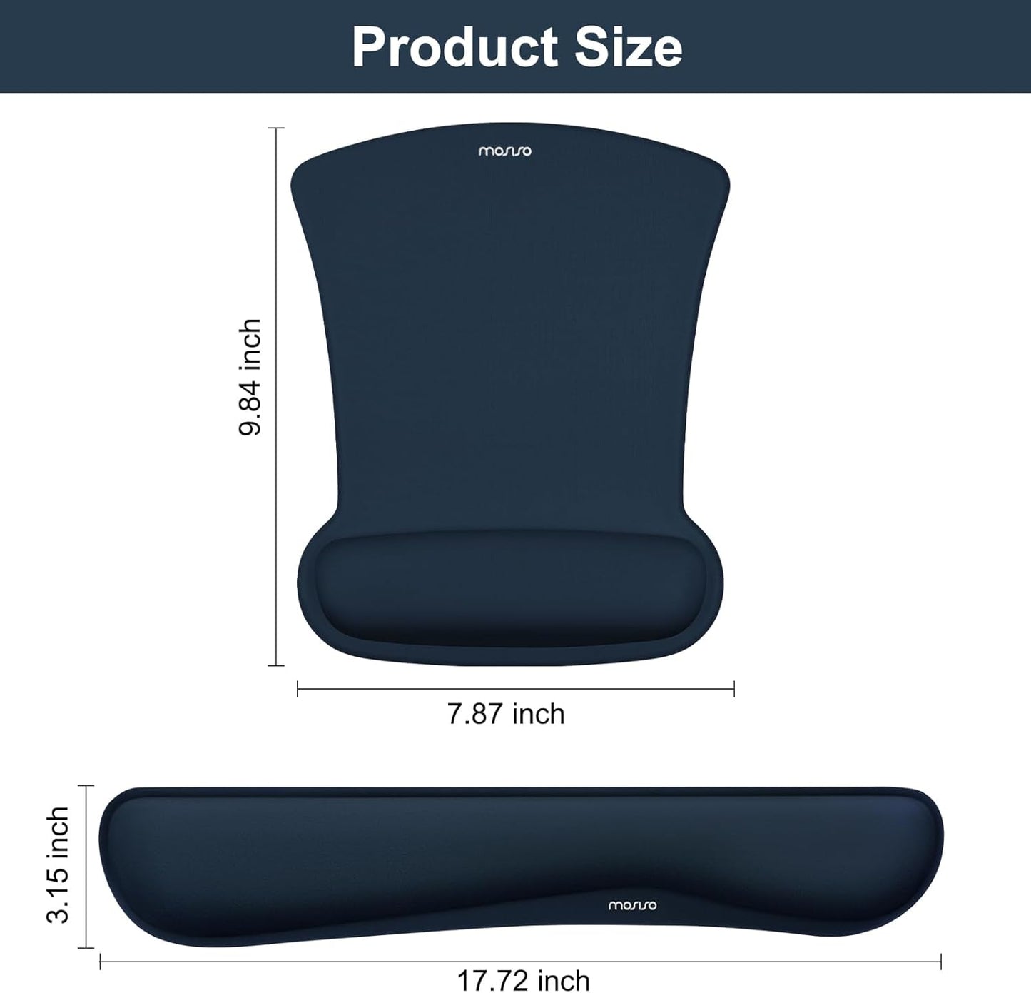 MOSISO Wrist Rest Support for Mouse Pad & Keyboard Set, Ergonomic Mousepad Non-Slip Base Home/Office Pain Relief & Easy Typing Cushion with Neoprene Cloth & Raised Memory Foam, Black