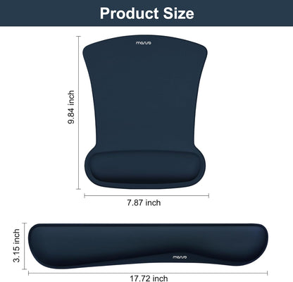 MOSISO Wrist Rest Support for Mouse Pad & Keyboard Set, Ergonomic Mousepad Non-Slip Base Home/Office Pain Relief & Easy Typing Cushion with Neoprene Cloth & Raised Memory Foam, Black