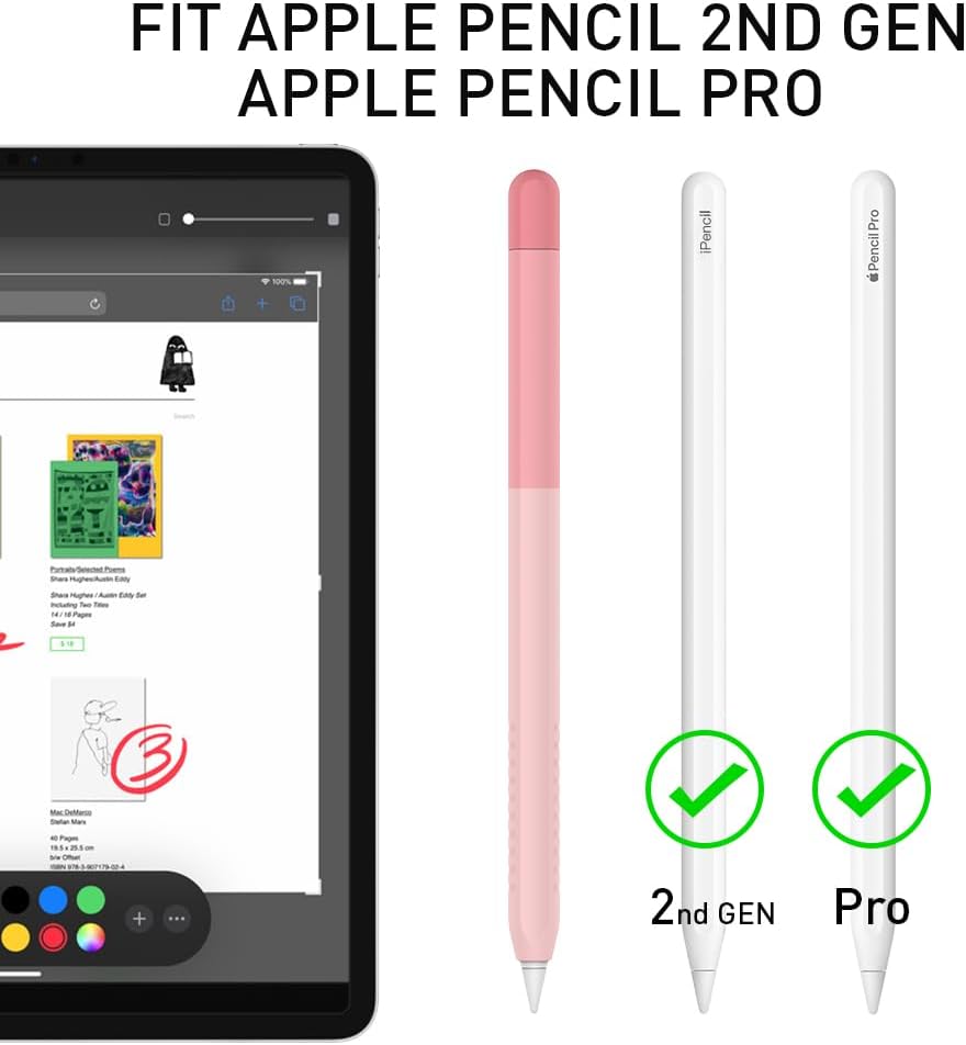 Delidigi for Apple Pencil Pro Case (2024) & Apple Pencil 2nd Generation Sleeve,Soft Silicone Grip Cover,Magnetic Charging Compatible,Double Tap Support,Gradient Color Design