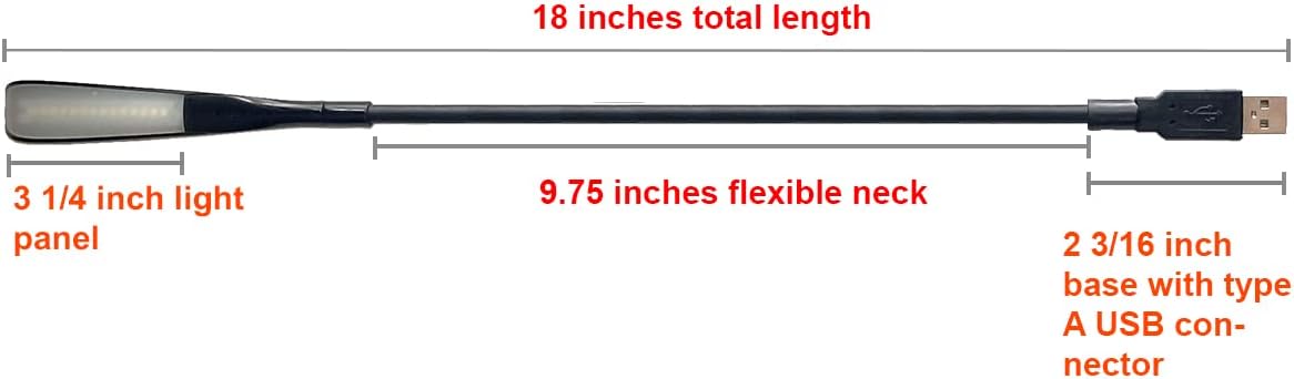 USB Reading Lamp with 14 LEDs Dimmable Touch Switch and Flexible Gooseneck for Notebook Laptop, Desktop, PC and MAC Computer + On/Off Setting (14 LED, Black)
